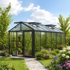 GFP 235 x 460 cm Gewächshaus, Pulverbeschichtet Anthrazit, RAL 7016 | Aktionsset - Profi 1 | Polycarbonat | Einfachschiebetür | Dachfenster Unkategorisiert online kaufen