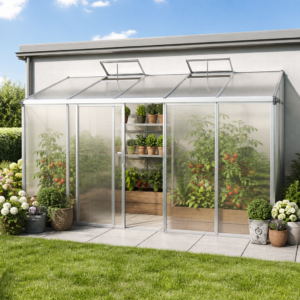 GFP 365 x 147 cm Anlehngewächshaus, Aluminium Natur | Polycarbonat | Einfachschiebetür | Dachfenster Unkategorisiert online kaufen