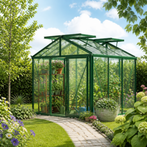 GFP 235 x 235 cm Gewächshaus, Pulverbeschichtet Grün, RAL 6005 | Aktionsset - Profi 2 | Polycarbonat | Einfachschiebetür | Dachfenster | mit Dachrinne Unkategorisiert online kaufen