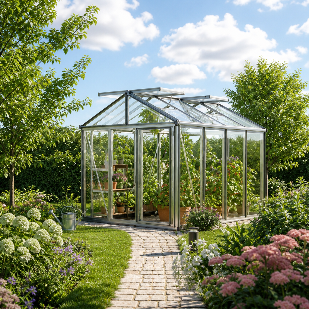 GFP 235 x 311 cm Gewächshaus, Standardfarbe Aluminium Natur | Aktionsset - Profi 2 | Polycarbonat | Einfachschiebetür | Dachfenster | mit Dachrinne GFP 235 x 311 cm Gewächshaus, Standardfarbe Aluminium Natur | Aktionsset - Profi 2 | Polycarbonat | Einfachschiebetür | Dachfenster | mit Dachrinne