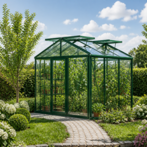 GFP 235 x 235 cm Gewächshaus, Pulverbeschichtet Grün, RAL 6005 | Aktionsset - Profi 1 | Polycarbonat | Einfachschiebetür | Dachfenster | mit Dachrinne Unkategorisiert online kaufen