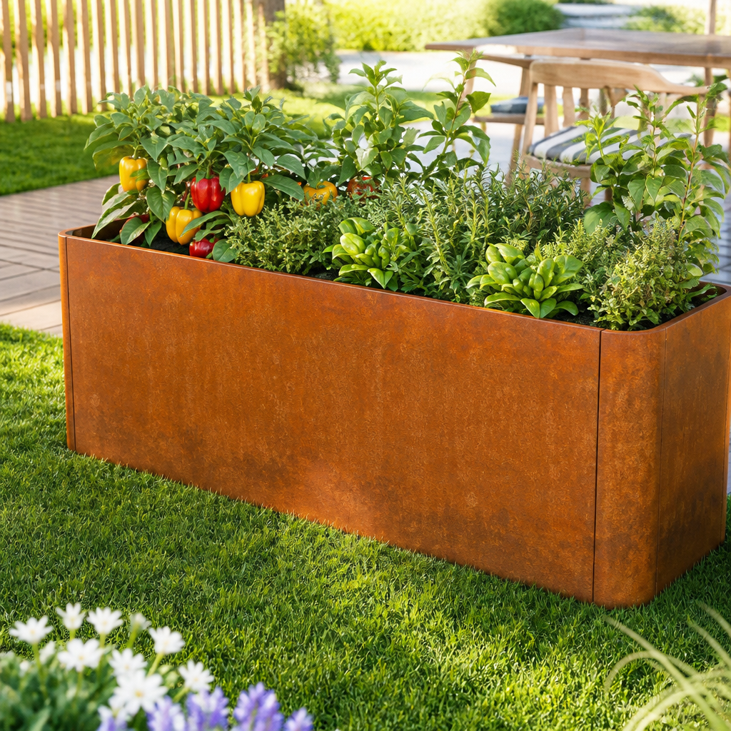 PRIMEYARD 120 x 40 x 40 cm Hochbeet, Cortenstahl, Rost-Optik | inkl. Lochboden PRIMEYARD 120 x 40 x 40 cm Hochbeet, Cortenstahl, Rost-Optik | inkl. Lochboden
