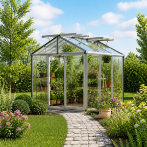 GFP 235 x 235 cm Gewächshaus, Standardfarbe Aluminium Natur | ohne Setangebot | Polycarbonat | Einfachschiebetür | Dachfenster Unkategorisiert online kaufen