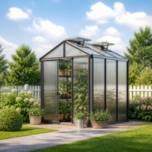GFP 199 x 199 cm Gewächshaus, Pulverbeschichtet Anthrazit, RAL 7016 | Aktionsset - Profi 2 | Polycarbonat | Einfachschiebetür | Dachfenster Unkategorisiert online kaufen